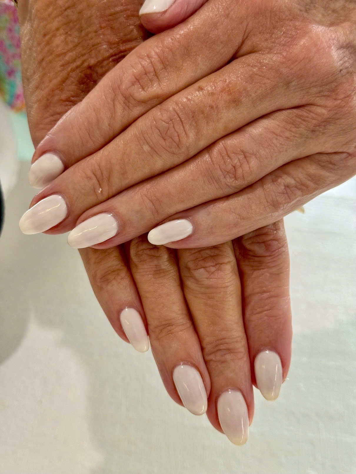 White almond-shaped nails