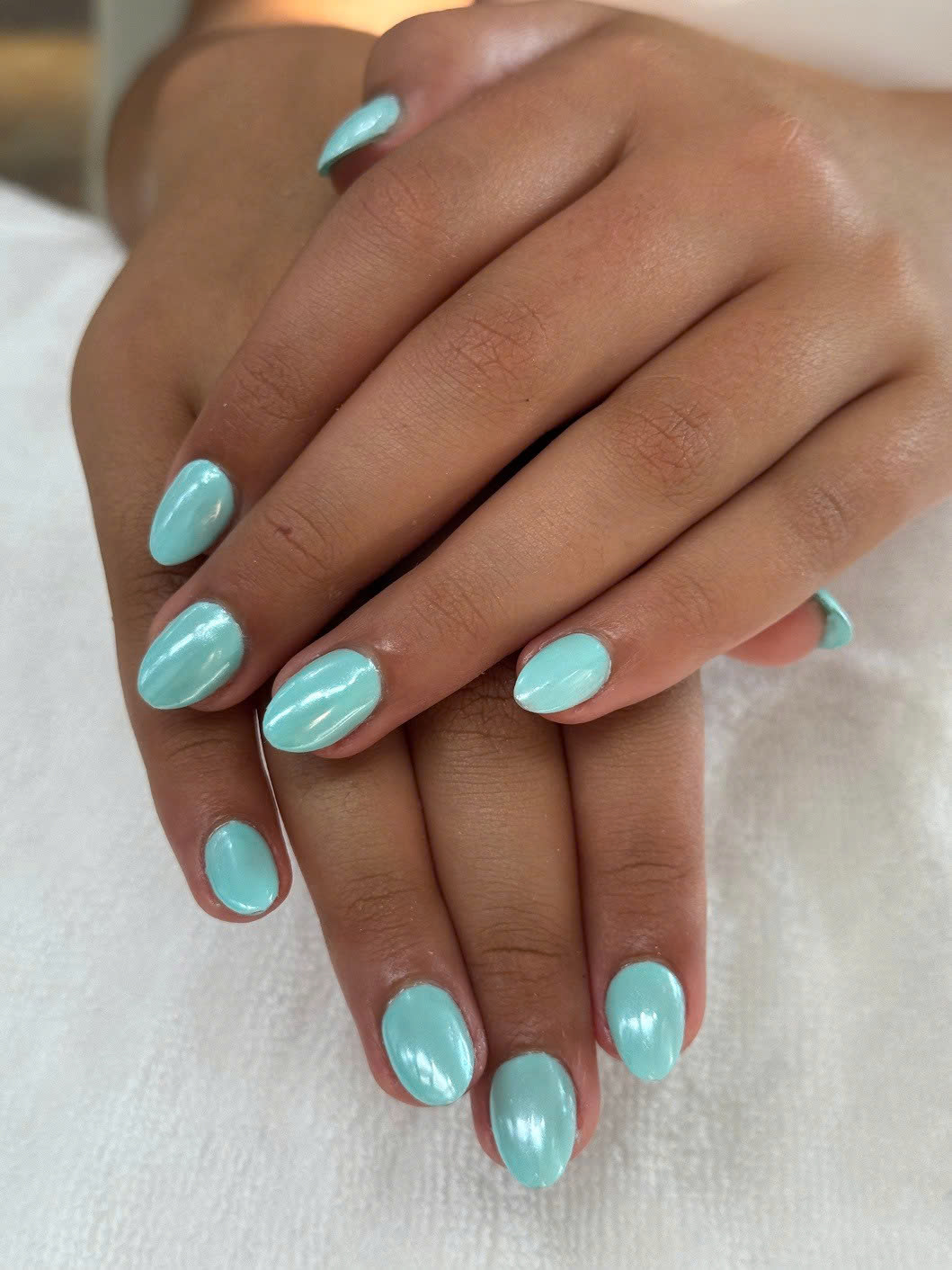 Light blue almond nails