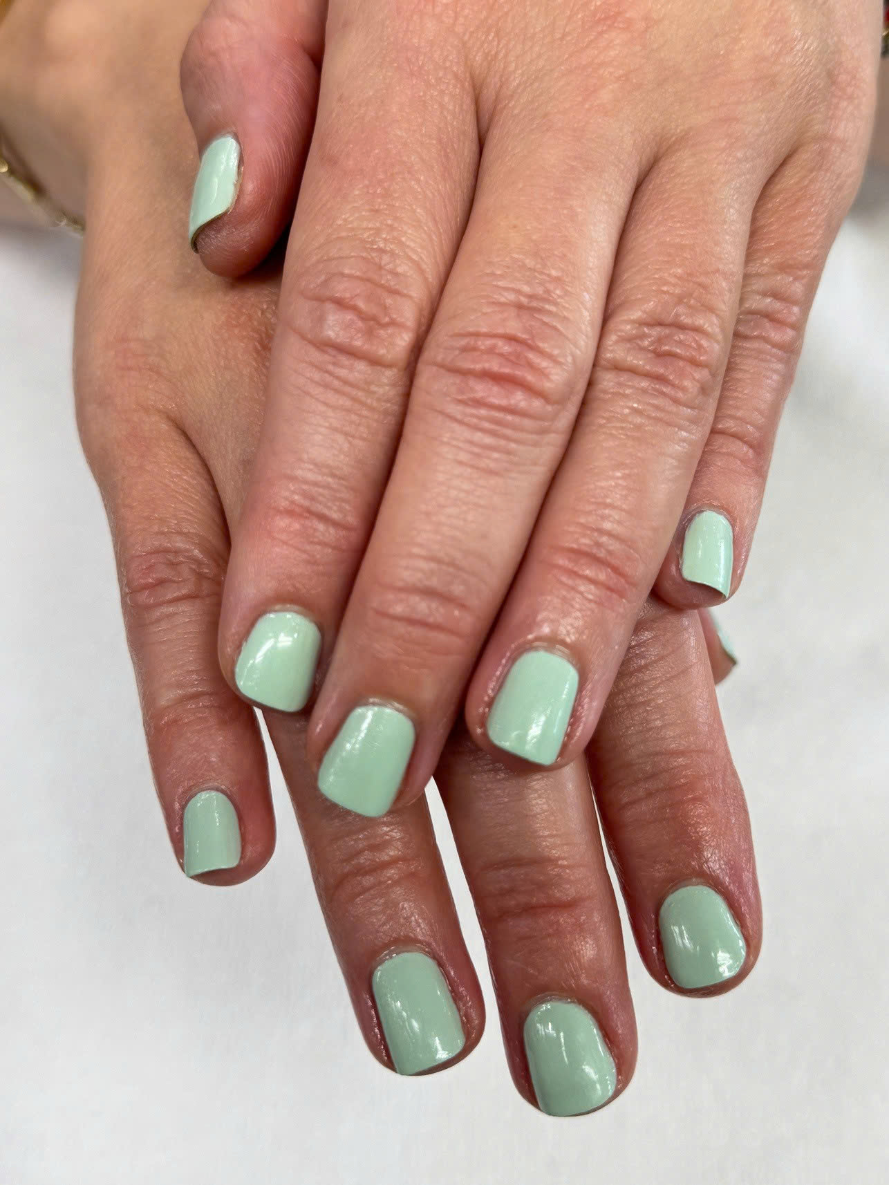 Mint green square nails